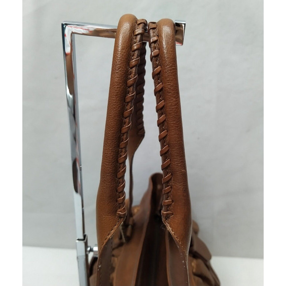 Cole Haan Metallic Brown Leather Double Handles Zippper Satchel Shoulder Bag - Picture 6 of 16